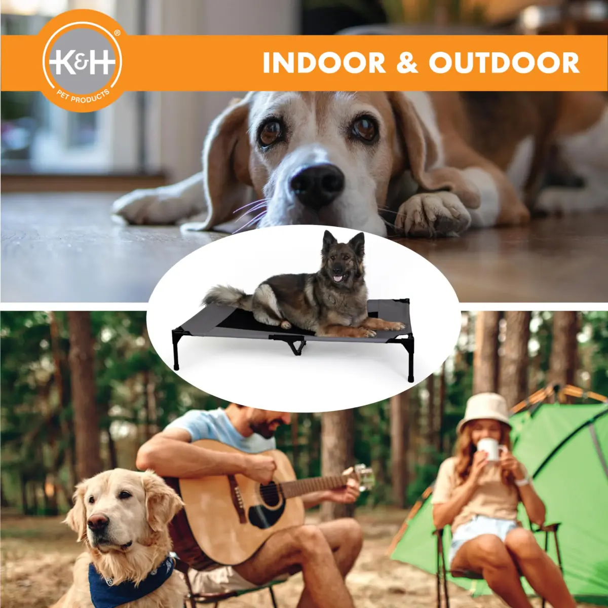 K&H Pet Products Outdoor Elevated Dog Bed Cooling Raised Cot Charcoal XL 50x32in | Breathable Mesh for All-Season Comfort - view 6