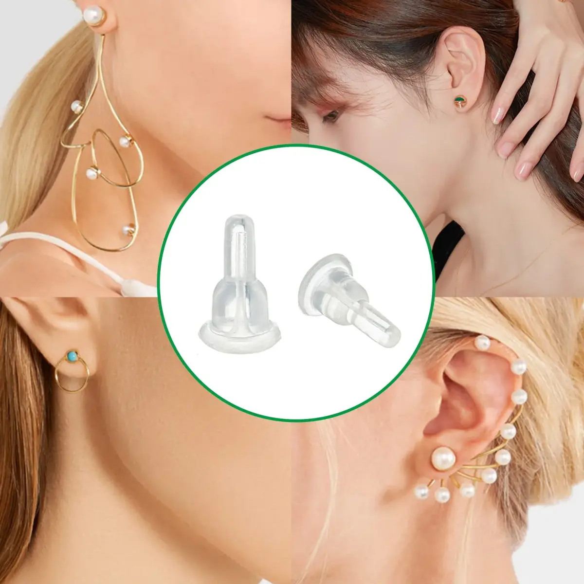 Gaprumi Clear Silicone Earring Backs 50pcs (10mm Height x 6mm Diameter) | Hypoallergenic Earring Safety Pads - view 3