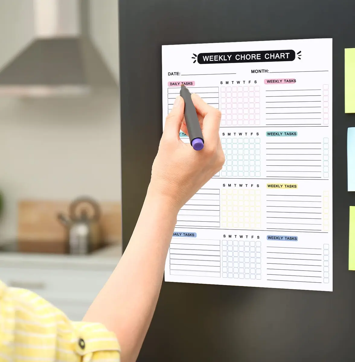 Inkdotpot Magnetic Chore Chart 8.5 x 11 Inches | Family Responsibility Organizer with 2 Markers & Eraser - view 6