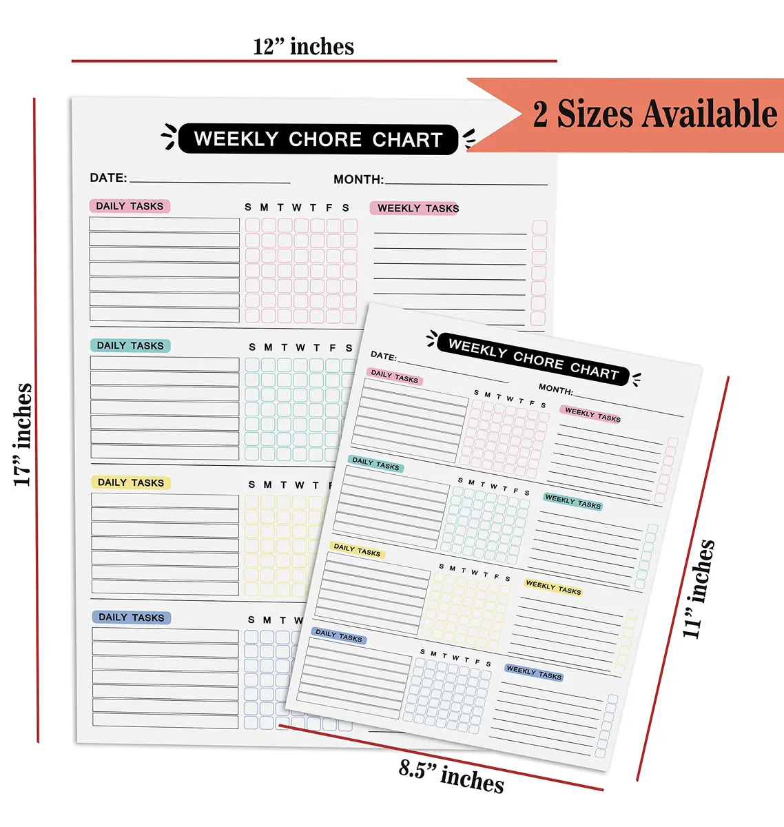 Inkdotpot Magnetic Chore Chart 8.5 x 11 Inches | Family Responsibility Organizer with 2 Markers & Eraser - view 4