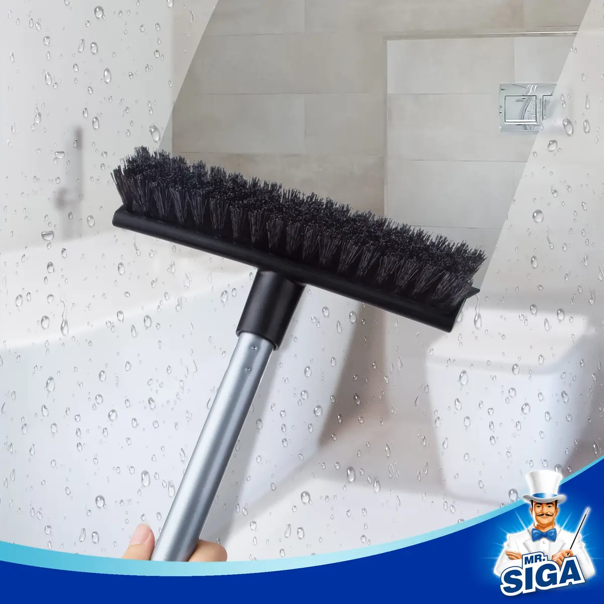 MR.SIGA Floor Scrub Brush with Long Handle & Squeegee, 22.1cm Head | Scrubbing Tools for Tile & Bathroom - view 6