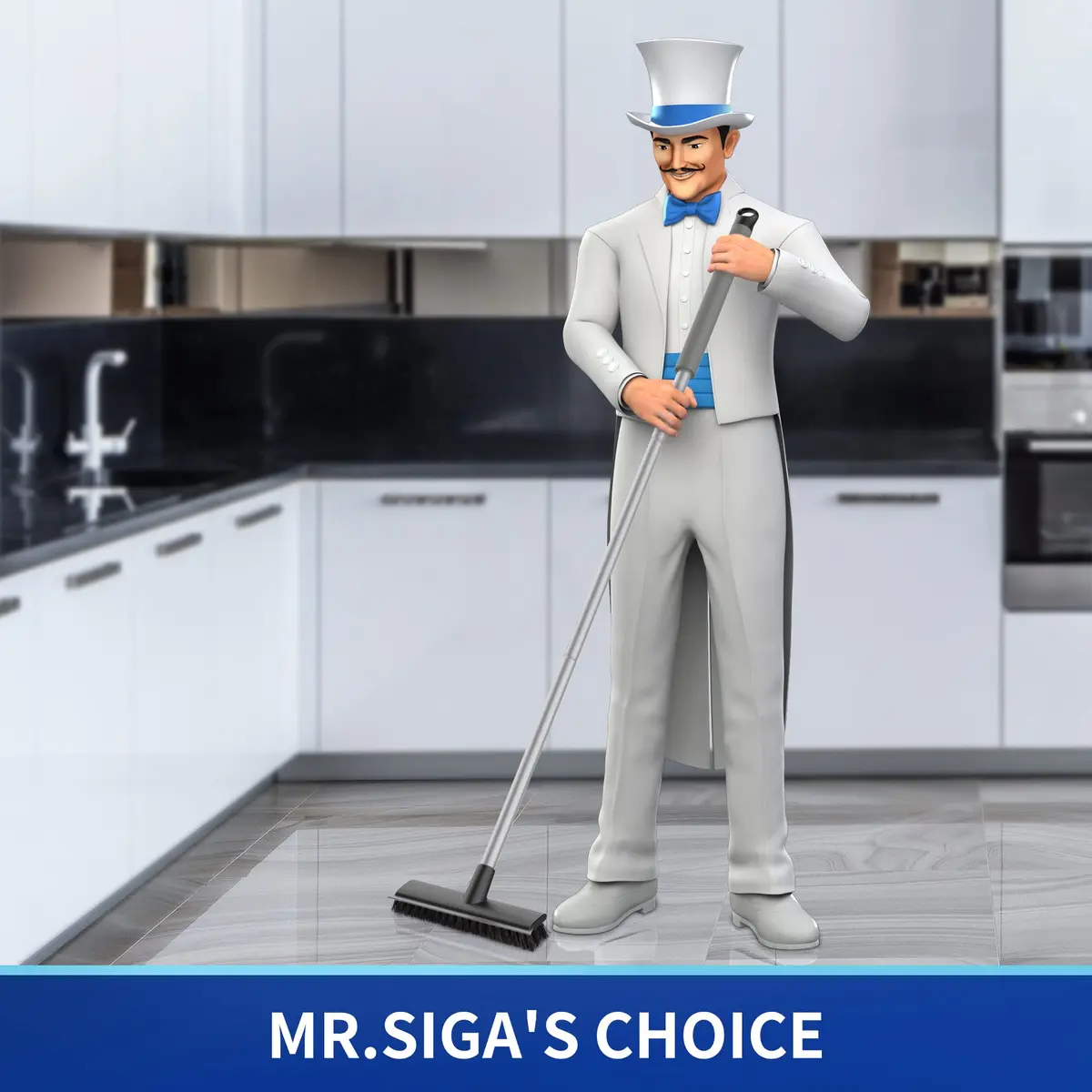 MR.SIGA Floor Scrub Brush with Long Handle & Squeegee, 22.1cm Head | Scrubbing Tools for Tile & Bathroom - view 2