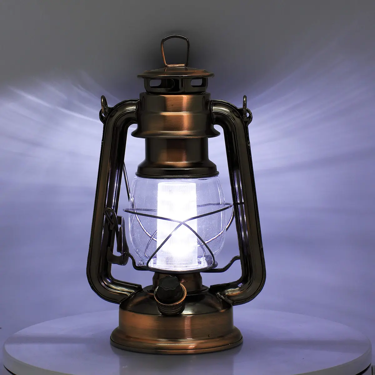 YAKii Vintage LED Lantern Metal Hanging Hurricane 2 Pack | 12 LED Dimmer Switch Cold White Battery Operated Indoor Camping Lighting Outdoor - view 3
