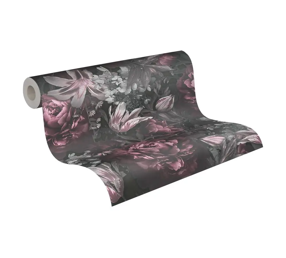 A.S. Création PintWalls Floral Wallpaper 10.05 x 0.53 m | Pink Grey Black Roses in Germany - main product image