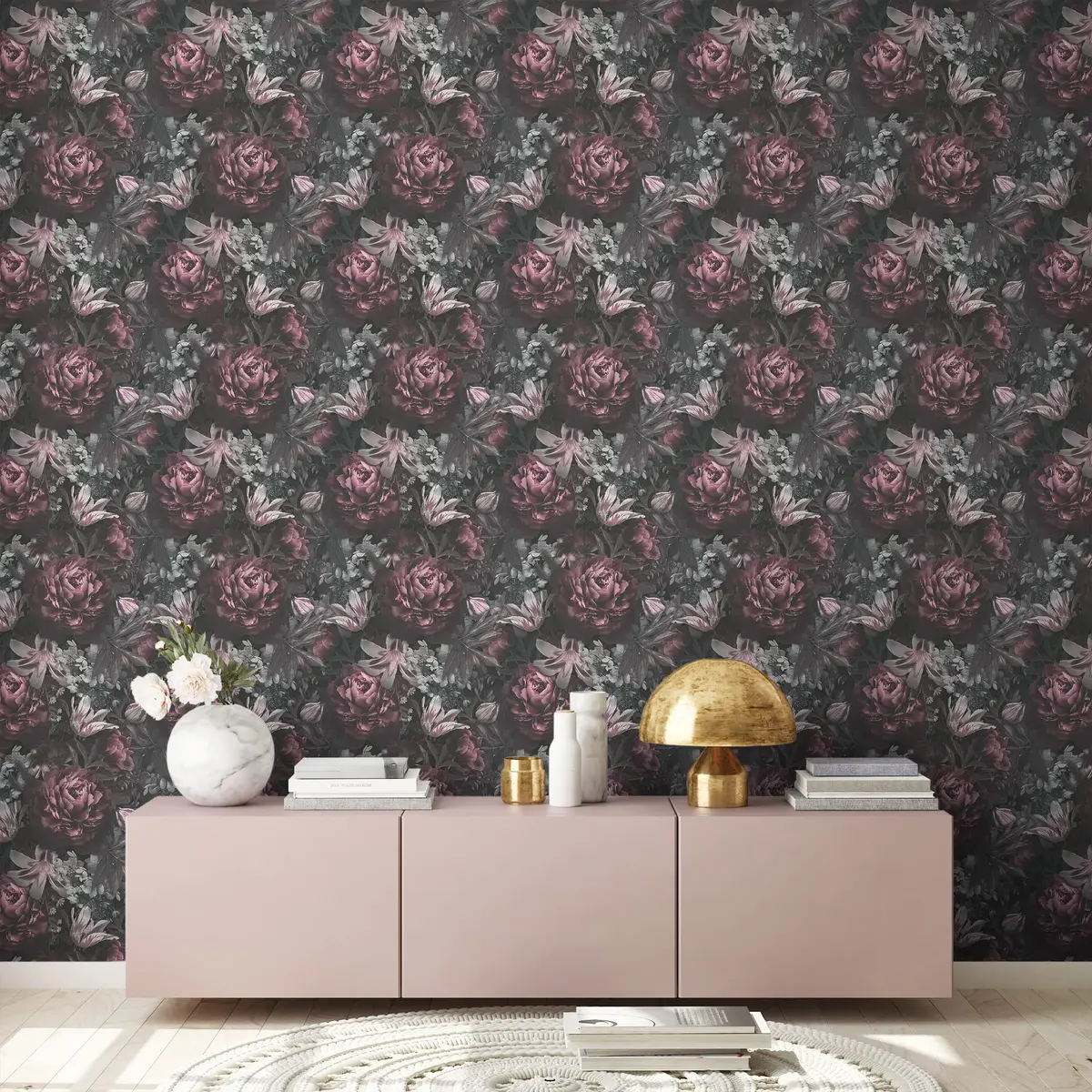 A.S. Création PintWalls Floral Wallpaper 10.05 x 0.53 m | Pink Grey Black Roses in Germany - view 4