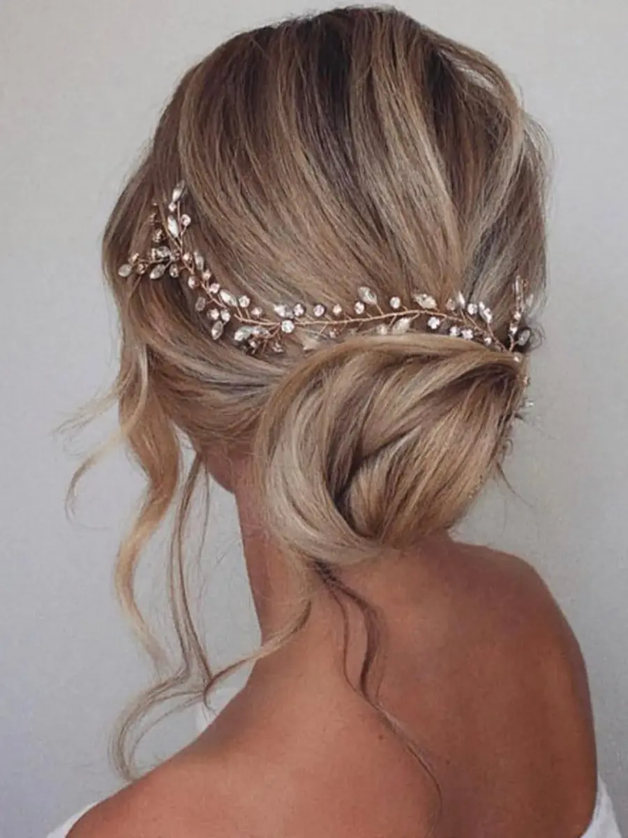 JAKAWIN Rhinestone Wedding Hair Piece Bridal Hair Accessories for Women 45 cm (17.7 in) | Elegant Crystal Hair Vine - view 5