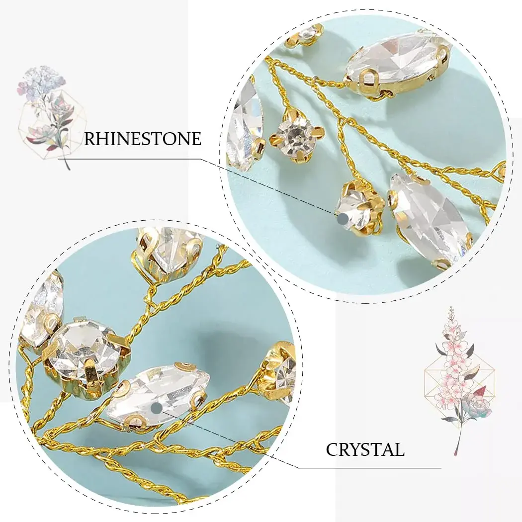 JAKAWIN Rhinestone Wedding Hair Piece Bridal Hair Accessories for Women 45 cm (17.7 in) | Elegant Crystal Hair Vine - view 6