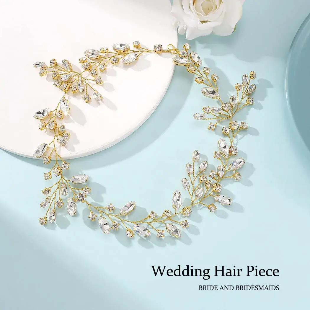 JAKAWIN Rhinestone Wedding Hair Piece Bridal Hair Accessories for Women 45 cm (17.7 in) | Elegant Crystal Hair Vine - view 2