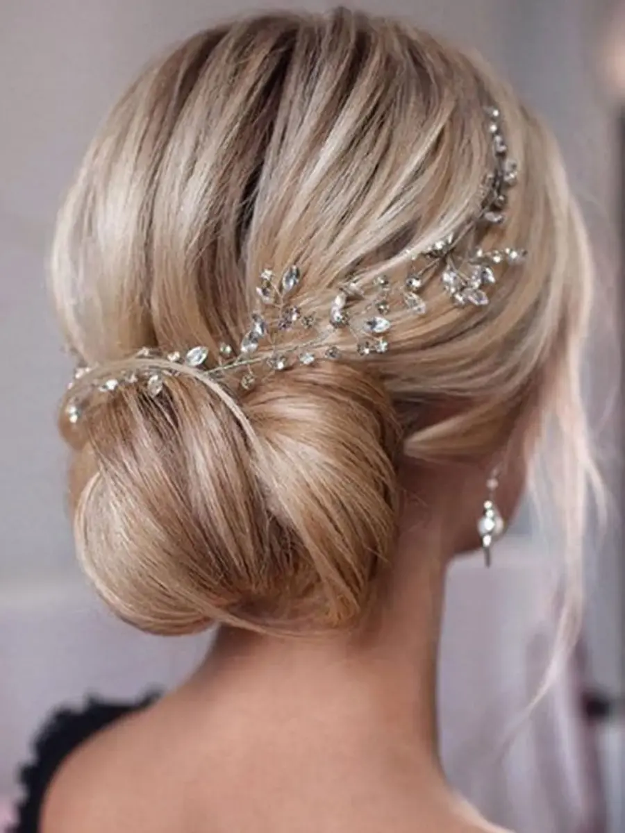 JAKAWIN Rhinestone Wedding Hair Piece Bridal Hair Accessories for Women 45 cm (17.7 in) | Elegant Crystal Hair Vine - view 3