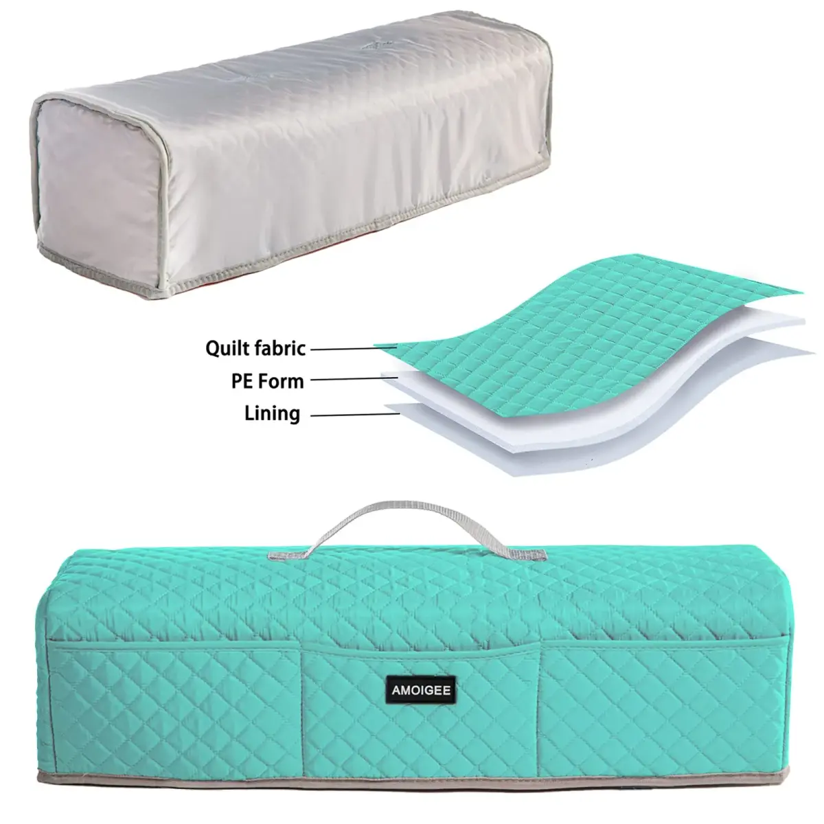AMOIGEE Padded Dust Cover for Cricut Maker 4, Maker 3, Explore 3, Explore Air 2, Teal 53cm (21" L x 6.5" W x 6" H) | Protects Craft Machines from Dust & Scratches - view 2