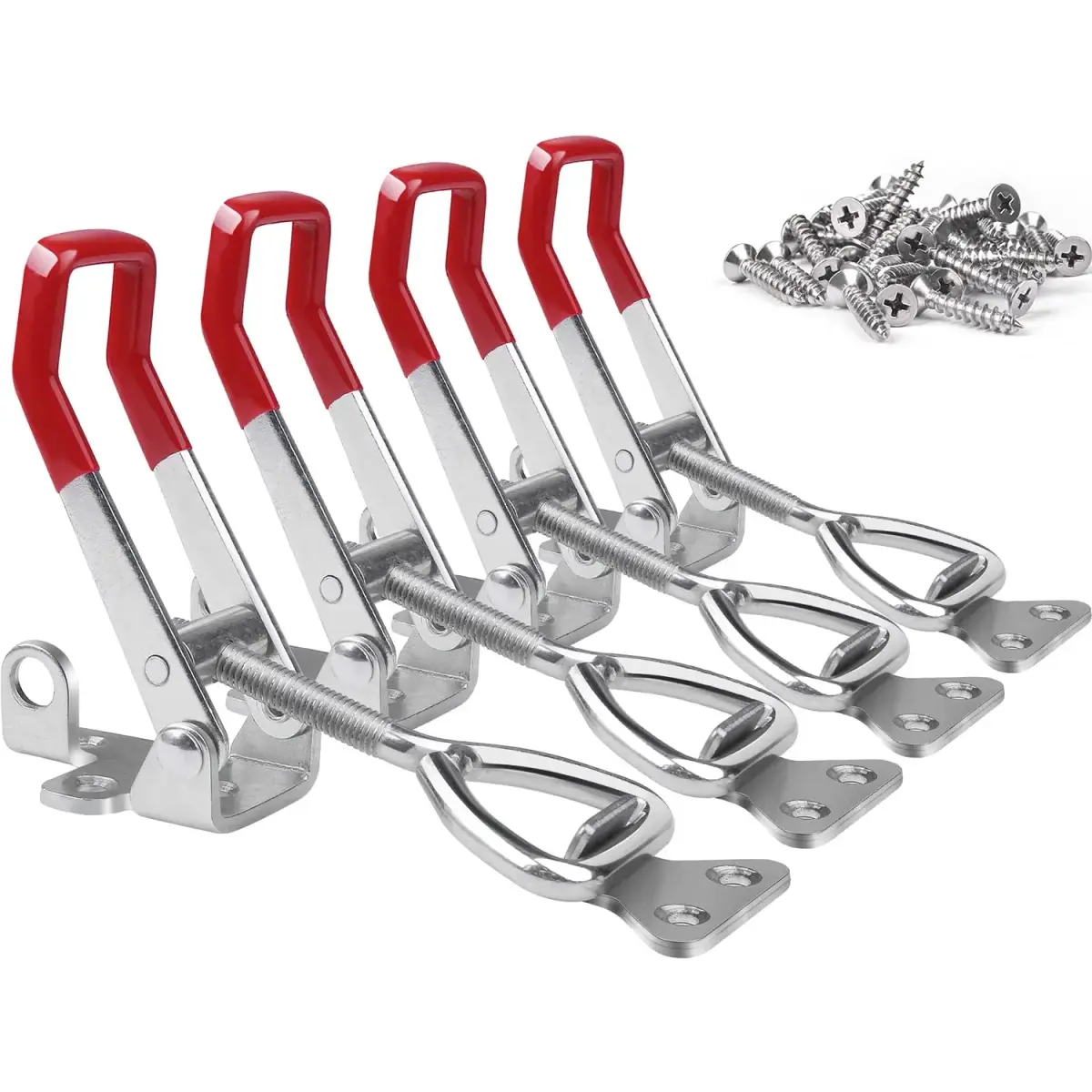 Vicuna R 4003 Toggle Latch Clamp 4-Pack, Heavy Duty Zinc-Plated Metal with Red Handle | 1320 Lbs Holding Capacity - main product image