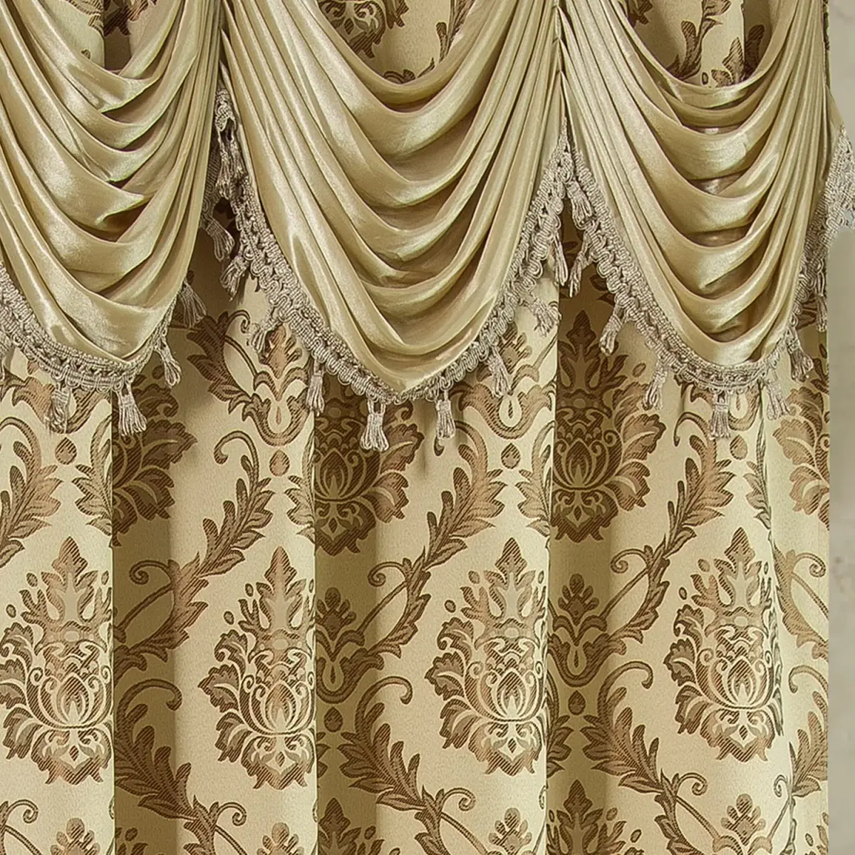 DreamField Linen Curtain Window Panel Taupe 137cm (54" W) x 213cm (84" L) | Light-Filtering Damask Pattern - view 8