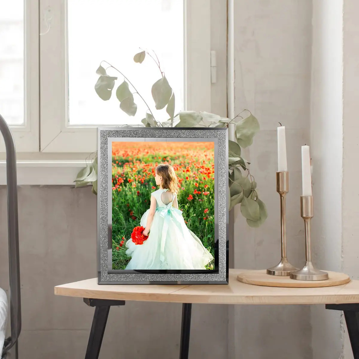 Calenzana 4 Pack 8x10 Picture Frames | Sparkle Glass Photo Frame Set for Tabletop & Wall Display - view 5