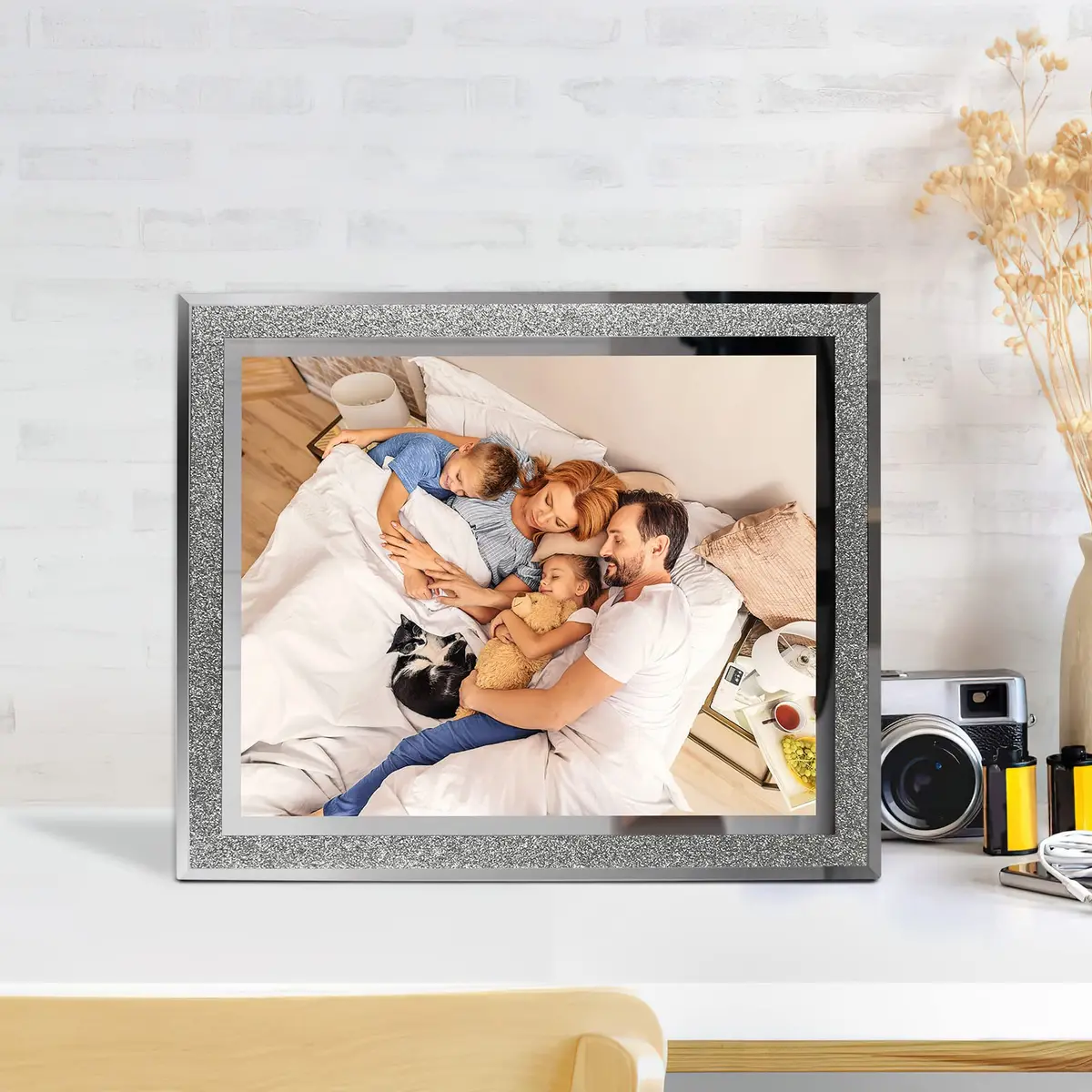 Calenzana 4 Pack 8x10 Picture Frames | Sparkle Glass Photo Frame Set for Tabletop & Wall Display - view 6
