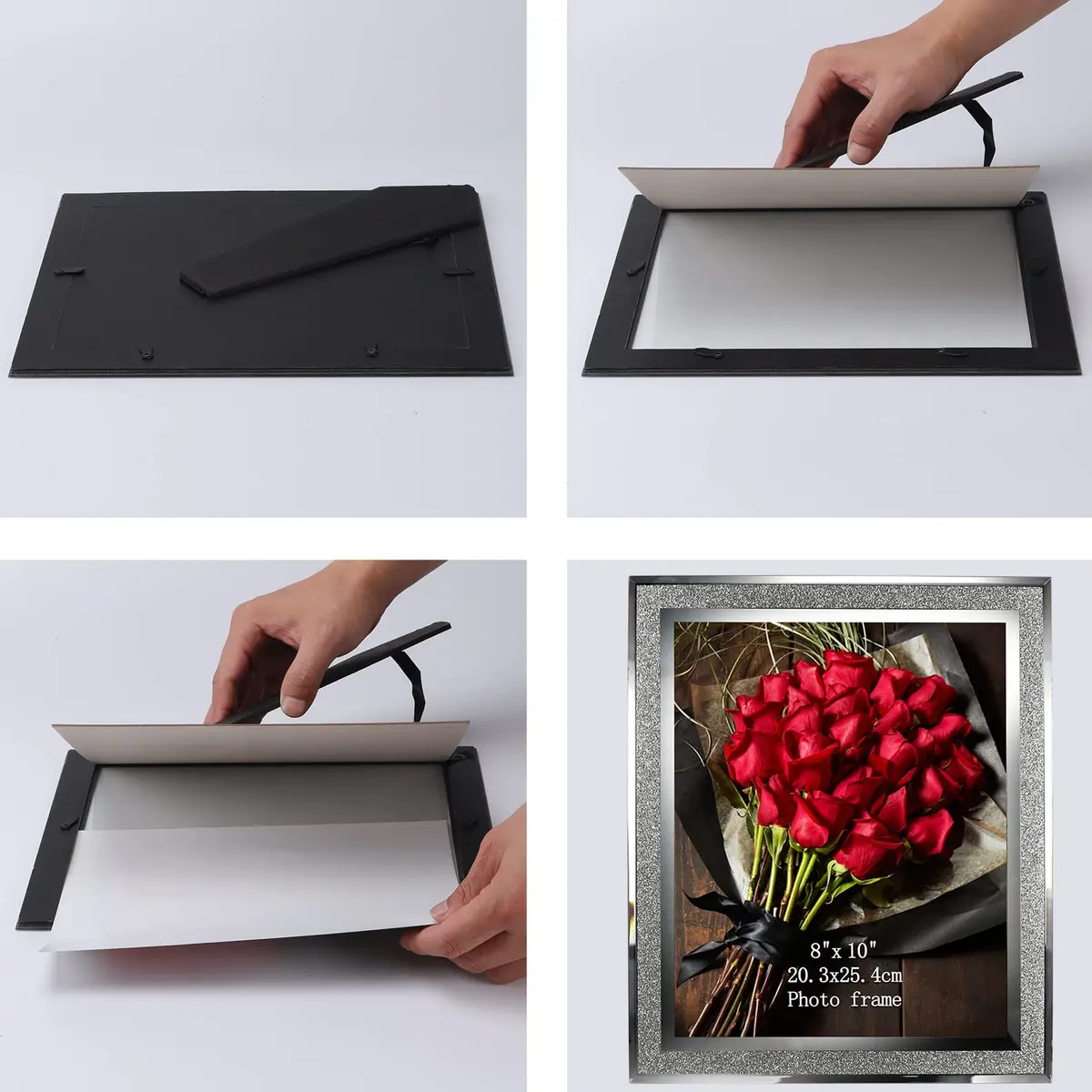 Calenzana 4 Pack 8x10 Picture Frames | Sparkle Glass Photo Frame Set for Tabletop & Wall Display - view 7