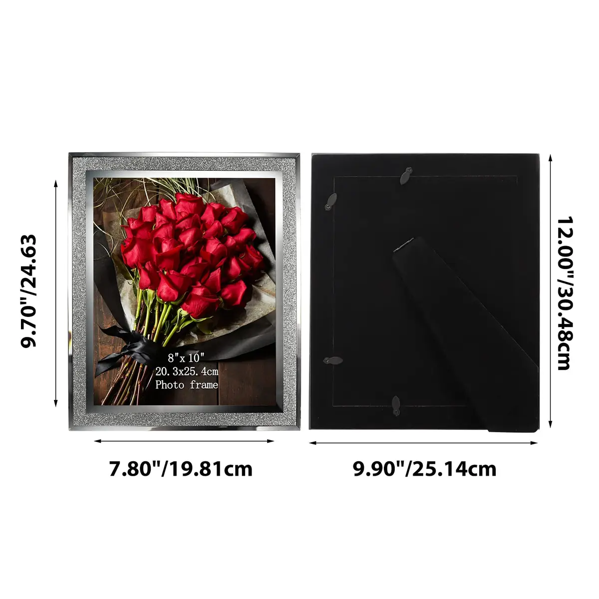 Calenzana 4 Pack 8x10 Picture Frames | Sparkle Glass Photo Frame Set for Tabletop & Wall Display - view 3