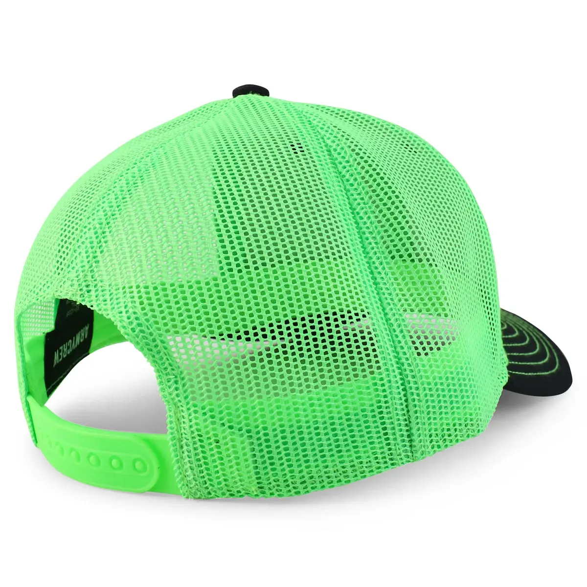 Armycrew Oversize XXL Low Profile Two Tone Mesh Back Trucker Baseball Cap - Black Neon Green | Big Head Fit - view 3
