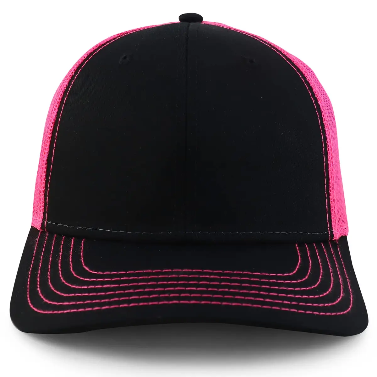 Armycrew Oversize XXL Low Profile Two Tone Mesh Back Trucker Baseball Cap Black Neon Pink | Fits Big Head Sizes Up to XXL - view 2