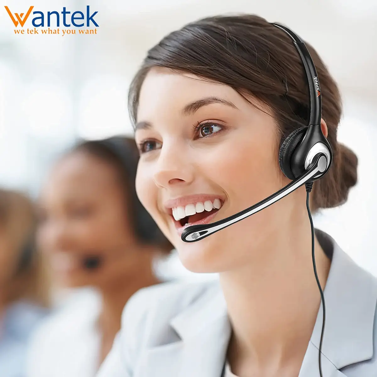 Wantek Yealink Phone Headset with Quick Disconnect Cord | Noise Cancelling, RJ9 Office Headset for Yealink VoIP Phones - view 2