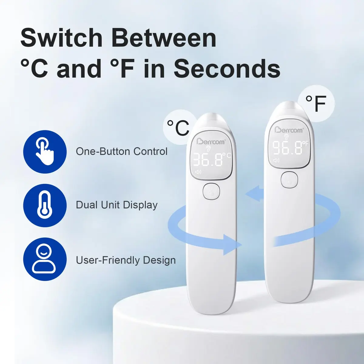 Berrcom 2-in-1 Infrared Forehead Ear Thermometer All Ages | Fast Accurate Reading, Fever Warning, Non-Contact - view 9