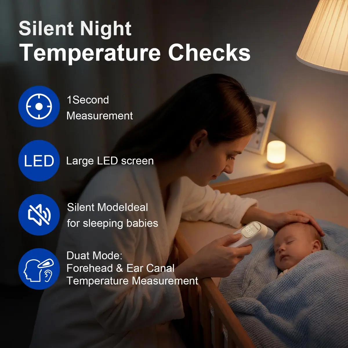 Berrcom 2-in-1 Infrared Forehead Ear Thermometer All Ages | Fast Accurate Reading, Fever Warning, Non-Contact - view 4