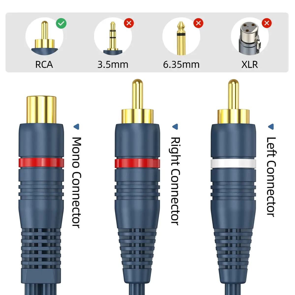 DteeDck RCA Splitter - 1 Female to 2 Male | Durable 8 Inch Audio Video Adapter - view 3