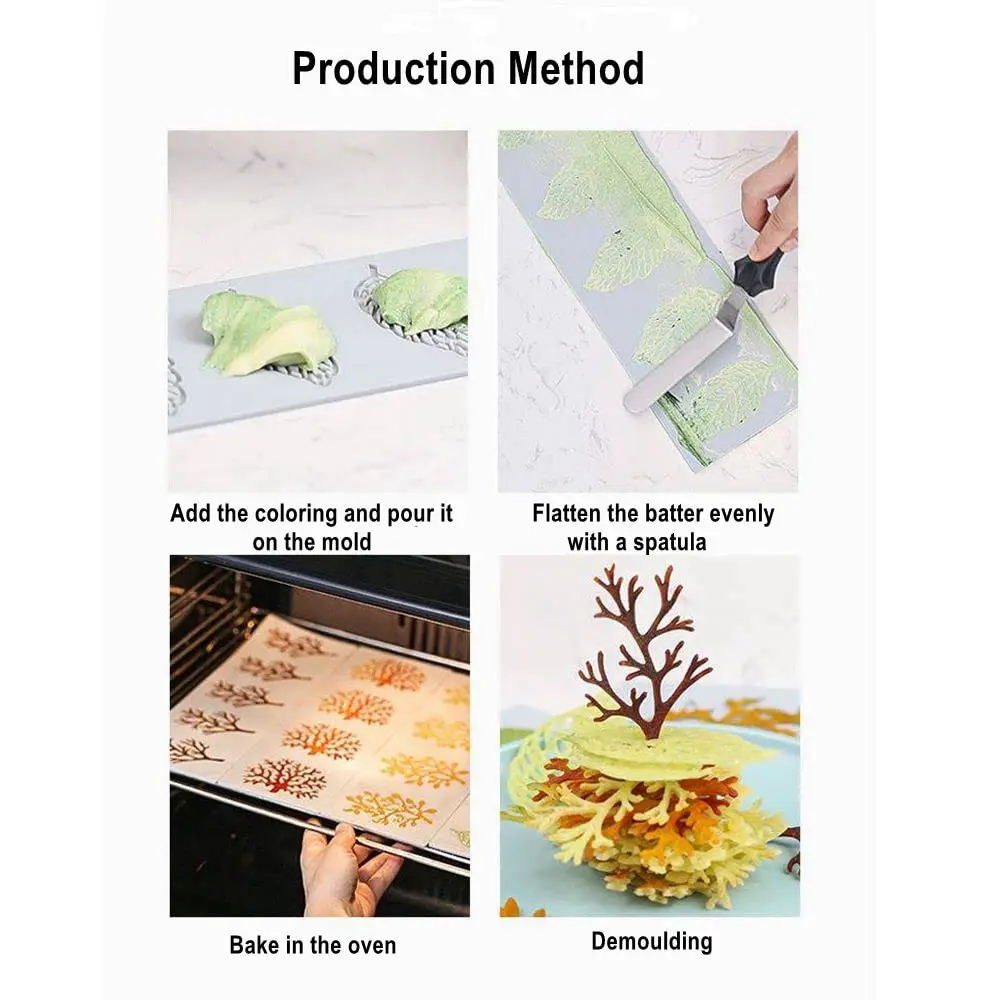 TUKE 3D Hollow Leaf Silicone Mold 29.9 cm (11.76 inch) | Food Grade Baking Chocolate Candy Lace Mould - view 6