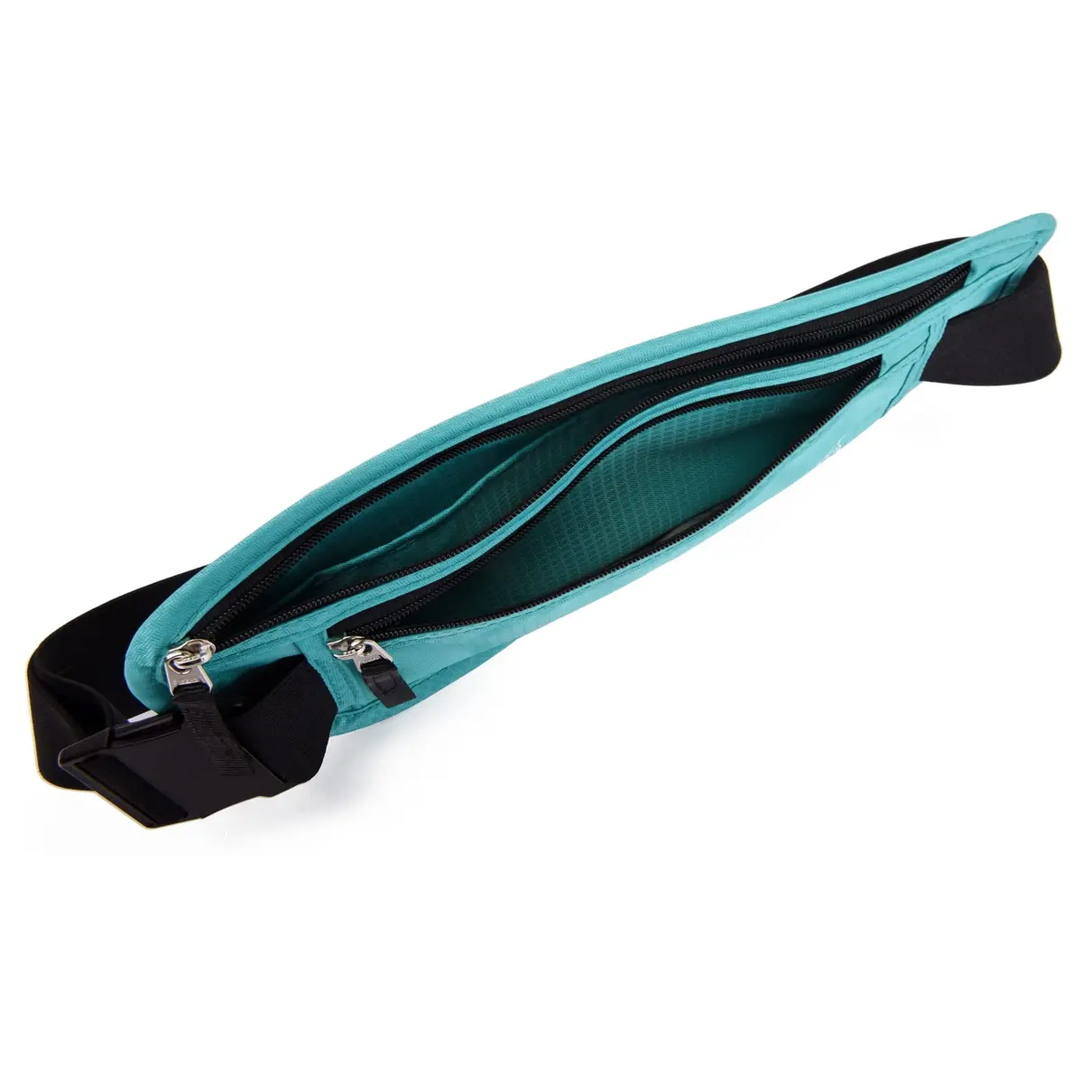 DAITET RFID Blocking Money Belt Slim Fanny Pack for Travel, Running, Passport Holder, Phone, Cash (Black Mint Green) - view 6