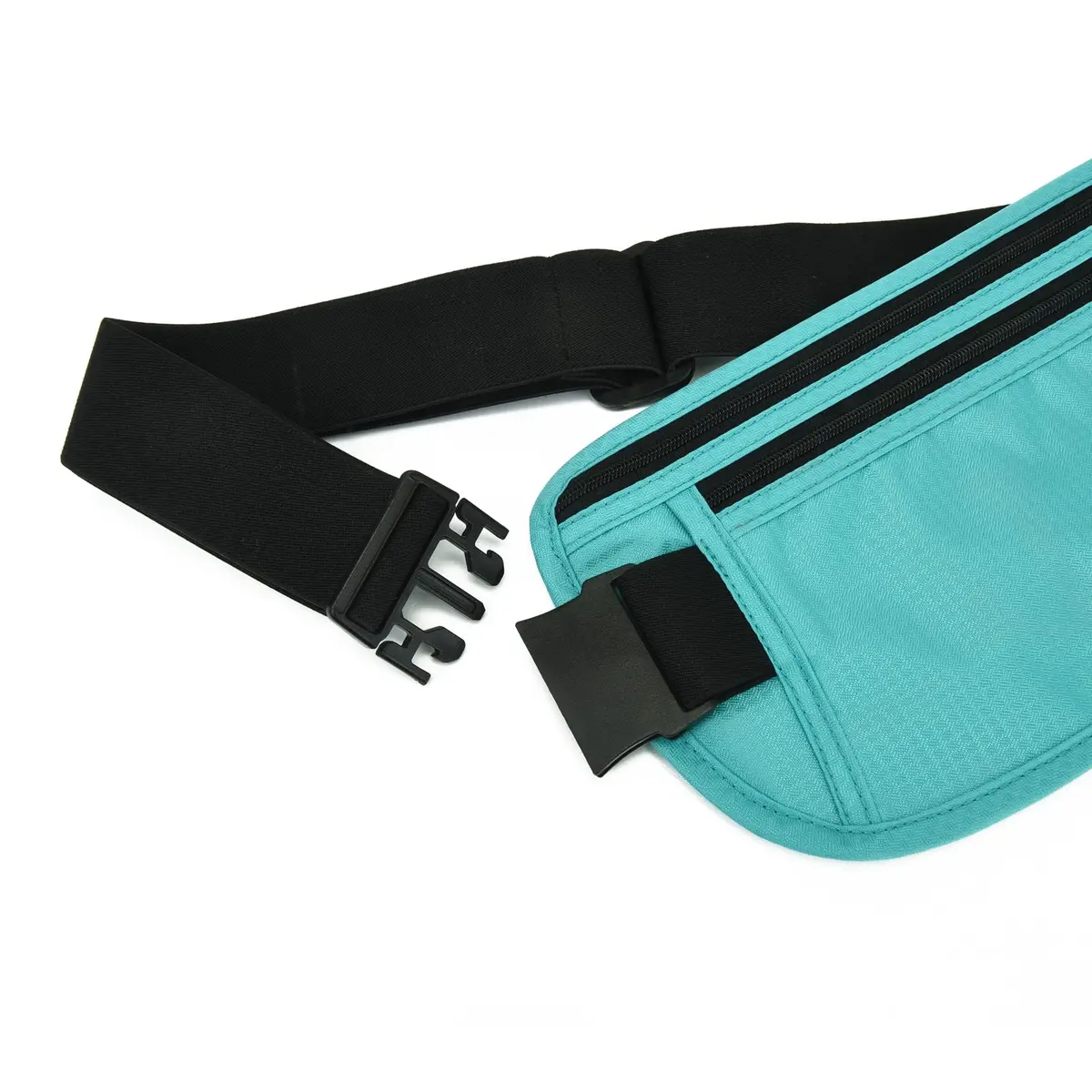 DAITET RFID Blocking Money Belt Slim Fanny Pack for Travel, Running, Passport Holder, Phone, Cash (Black Mint Green) - view 2