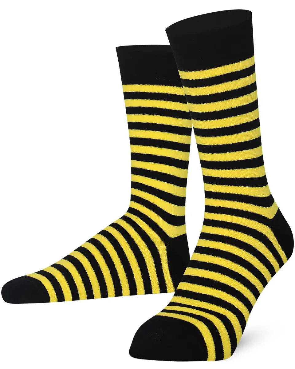Mysocks Crew Socks Stripe Yellow Black | Unisex Cotton Comfort (70-120 chars) - main product image