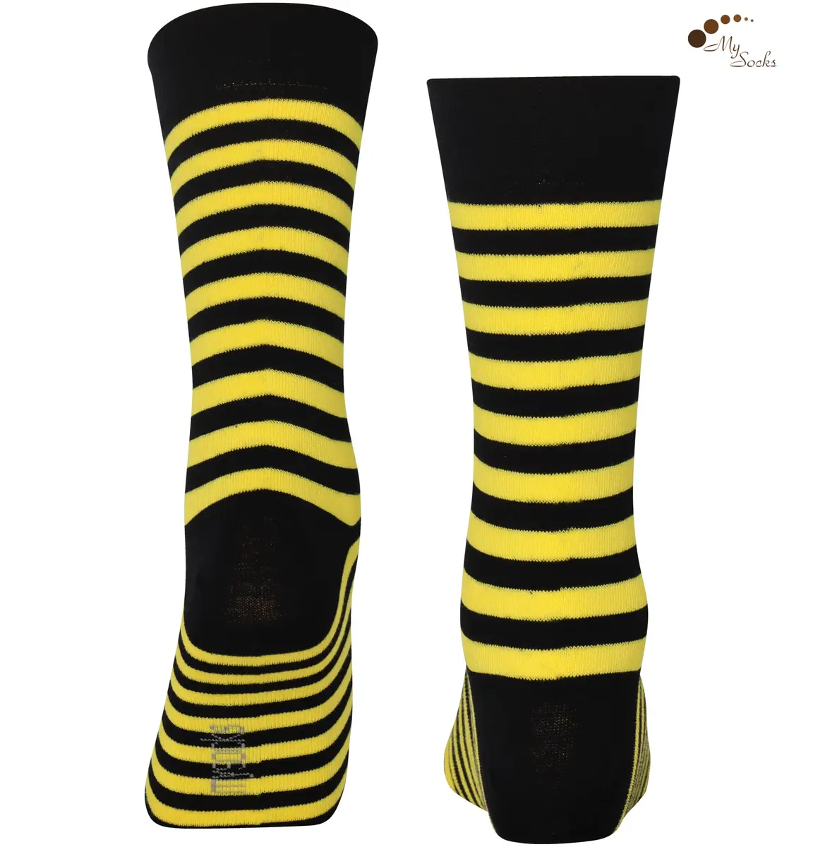 Mysocks Crew Socks Stripe Yellow Black | Unisex Cotton Comfort (70-120 chars) - view 3