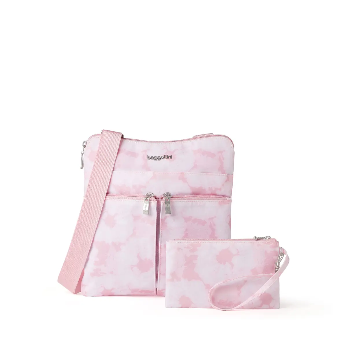 Baggallini Women's Horizon Crossbody Bag 10x10.5" Pink Tie-dye | Water-Resistant Nylon for Women - main product image
