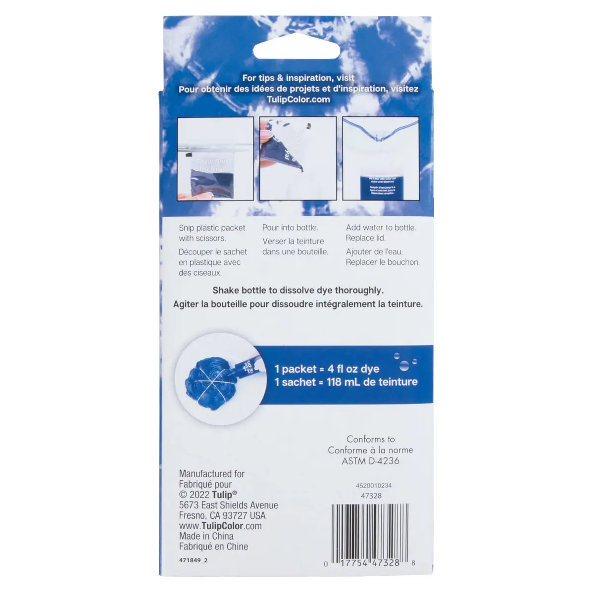 Tulip One-Step Tie-Dye Kit Refill Packs Royal Blue | 3 Pack Dye for Cotton, Silk, Rayon, Wool, Linen - view 6