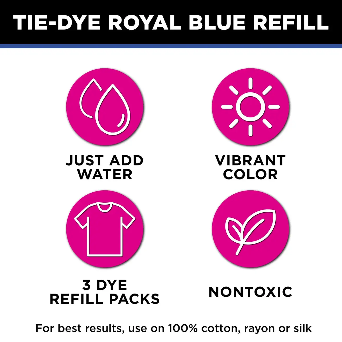 Tulip One-Step Tie-Dye Kit Refill Packs Royal Blue | 3 Pack Dye for Cotton, Silk, Rayon, Wool, Linen - view 3