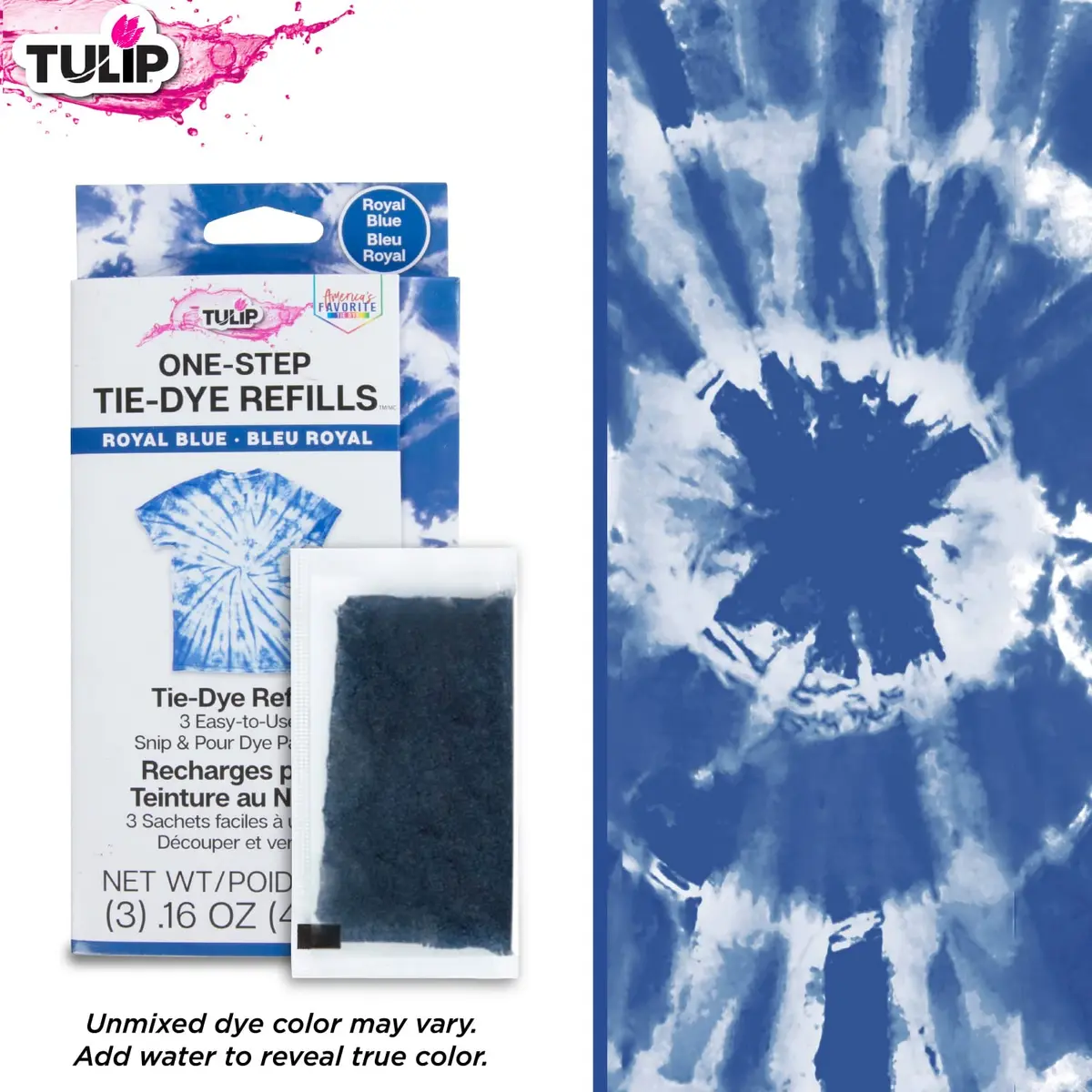 Tulip One-Step Tie-Dye Kit Refill Packs Royal Blue | 3 Pack Dye for Cotton, Silk, Rayon, Wool, Linen - view 4