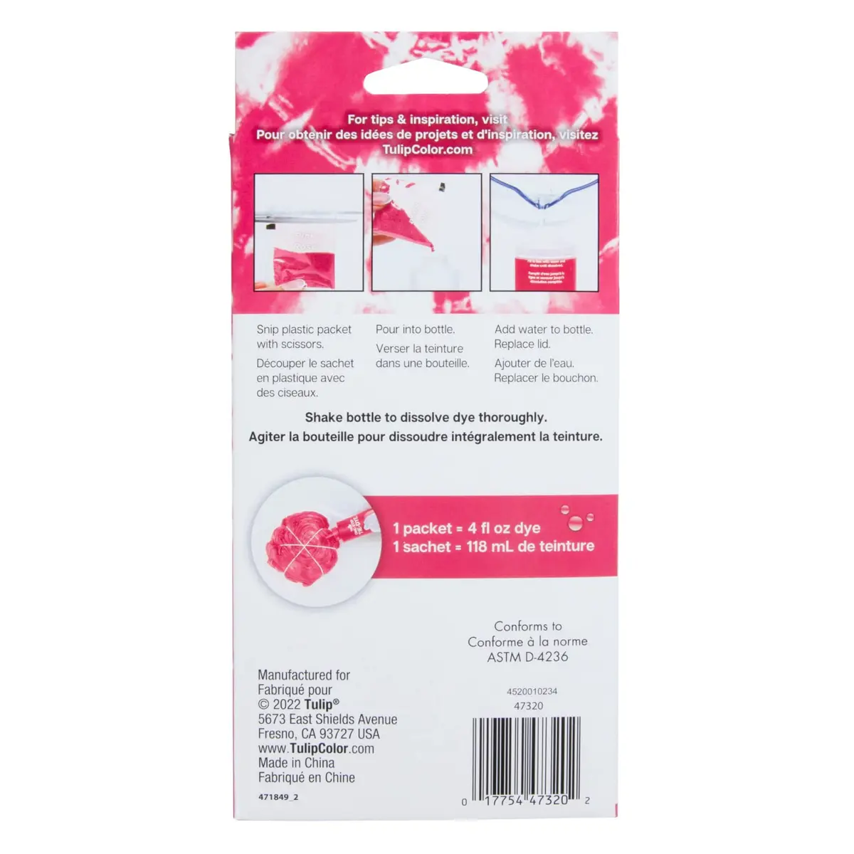 Tulip One-Step Tie-Dye Kit , 3 Fabric Dye Refill Packs, Pink | Eco-Friendly, Bold Colors, 4 oz. Pack - view 5