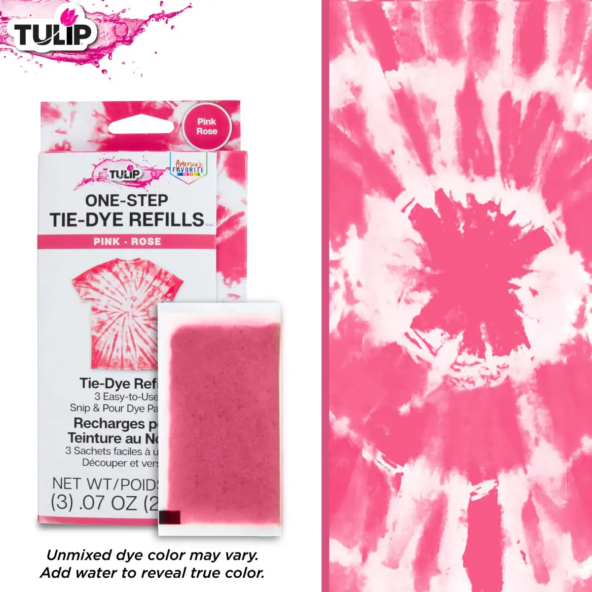Tulip One-Step Tie-Dye Kit , 3 Fabric Dye Refill Packs, Pink | Eco-Friendly, Bold Colors, 4 oz. Pack - view 3