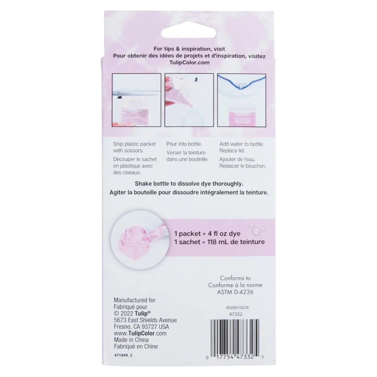 TULIP One-Step Tie-Dye Kit , 3 Fabric Dye Refill Packs, Blush | Eco-Friendly, 4 oz. dye, vibrant colors, safe for natural fibers - view 6