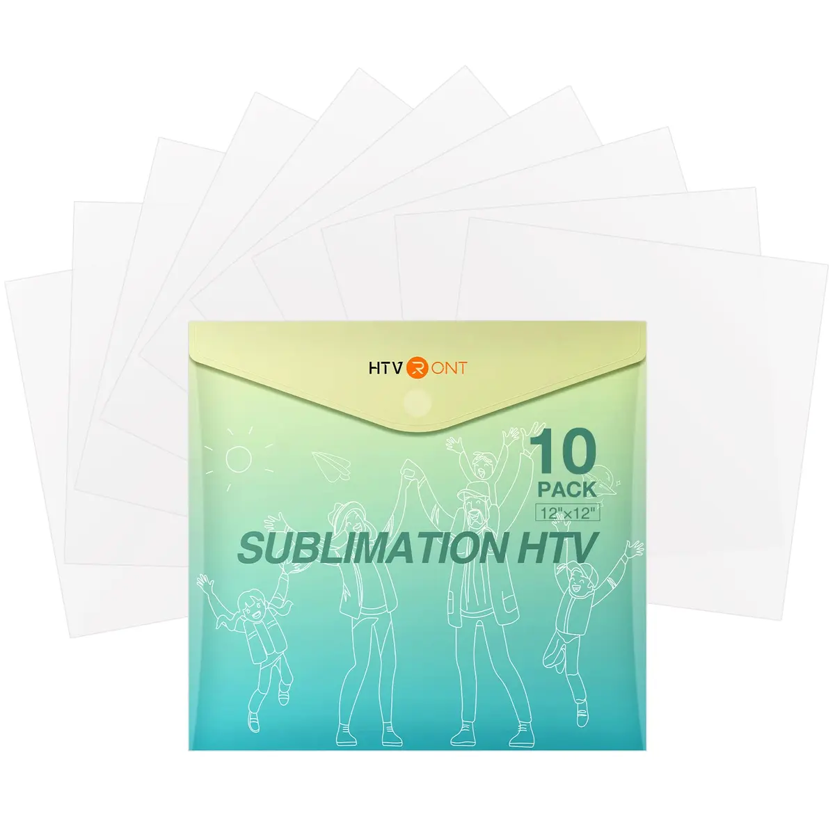 HTVRONT Sublimation HTV Sheets for Cotton Fabric Matte 12x12'' (10 Pack) | Heat Transfer Vinyl for Light Fabric - main product image
