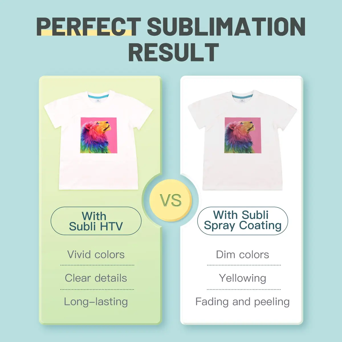 HTVRONT Sublimation HTV Sheets for Cotton Fabric Matte 12x12'' (10 Pack) | Heat Transfer Vinyl for Light Fabric - view 2