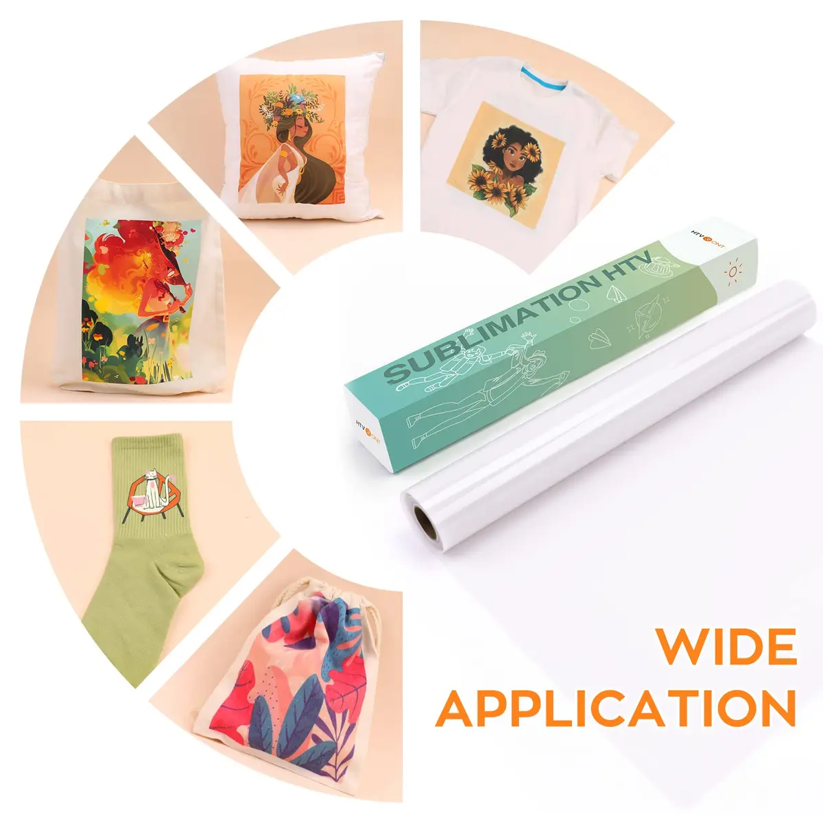 HTVRONT Clear Sublimation HTV for Light Fabric - Matte, 12" x 10 ft | Bright, Vivid Colors on Cotton - view 5
