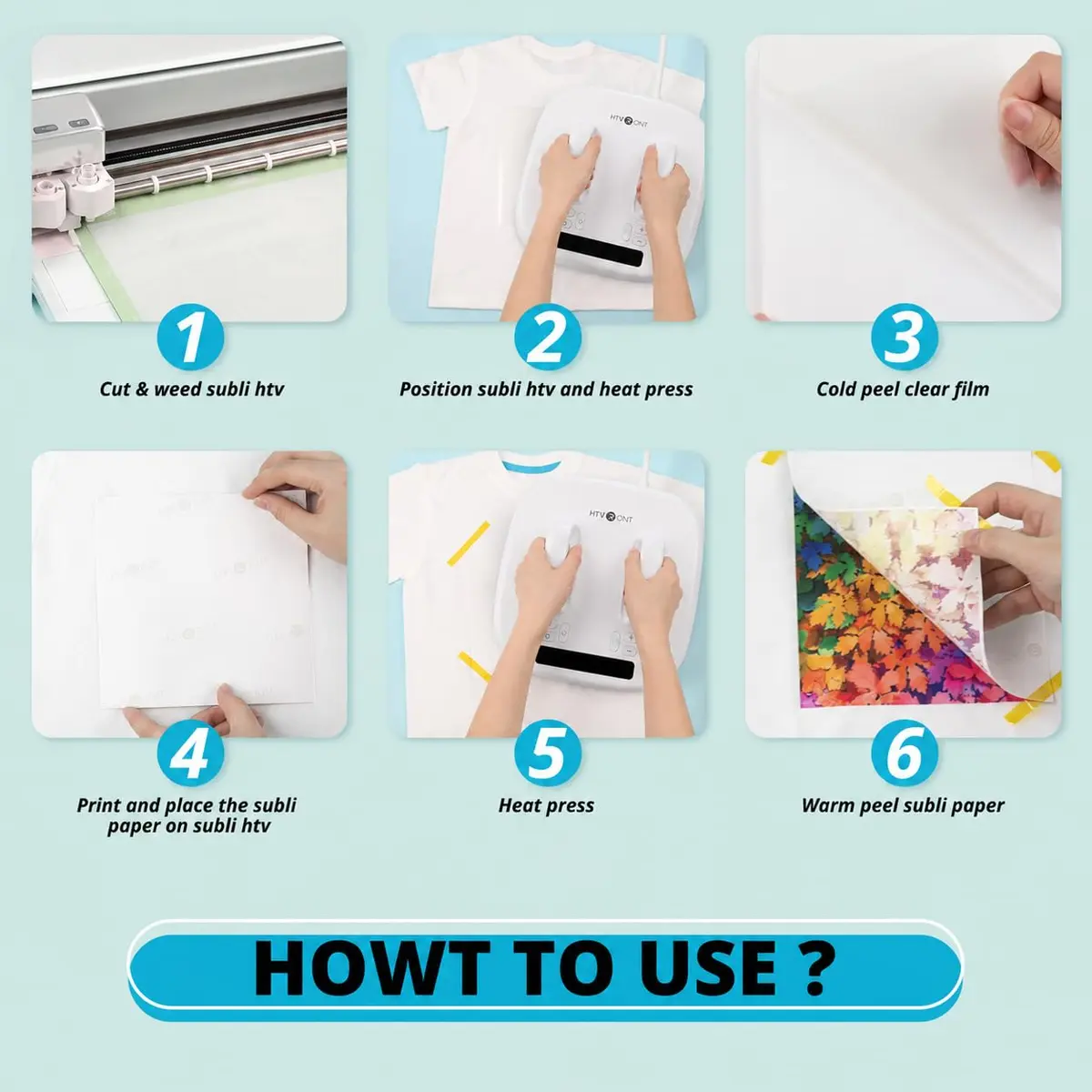 HTVRONT Clear Sublimation HTV for Light Fabric - Matte, 12" x 10 ft | Bright, Vivid Colors on Cotton - view 6