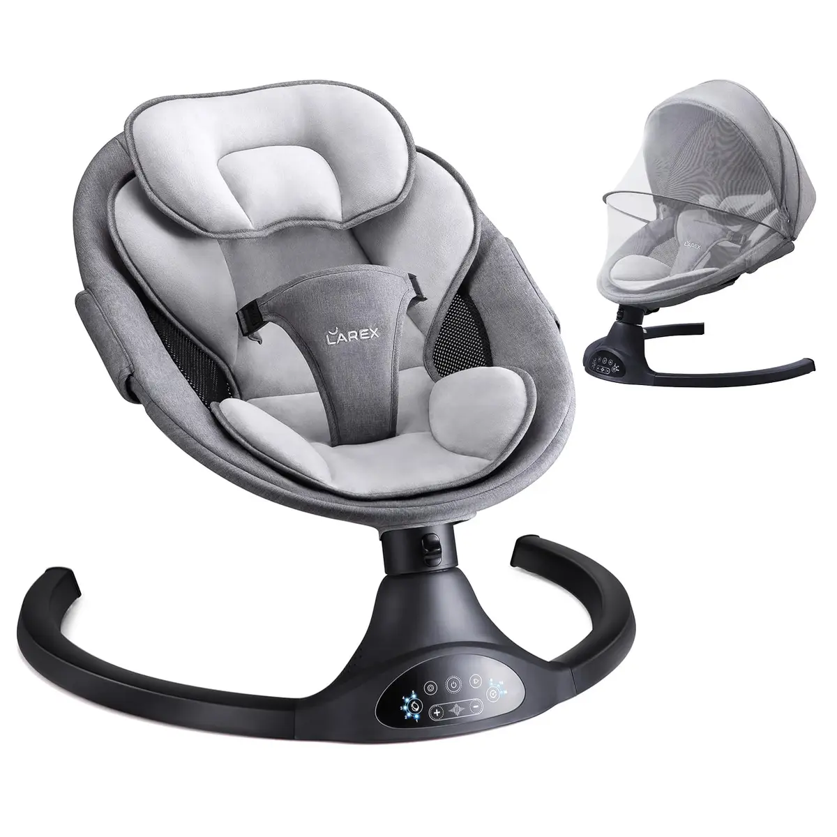Larex Baby Swing | 5 Speeds, Bluetooth & Remote Control, Black, Large - main product image
