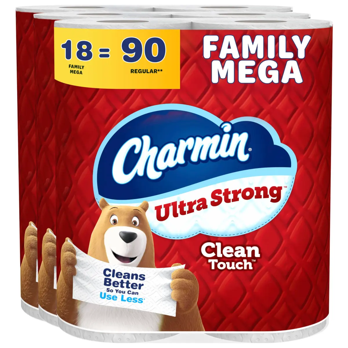 Charmin Ultra Strong Clean Touch 2-Ply Toilet Paper, 18 Family Mega Rolls (4950 Sheets) | 4X Stronger When Wet - main product image
