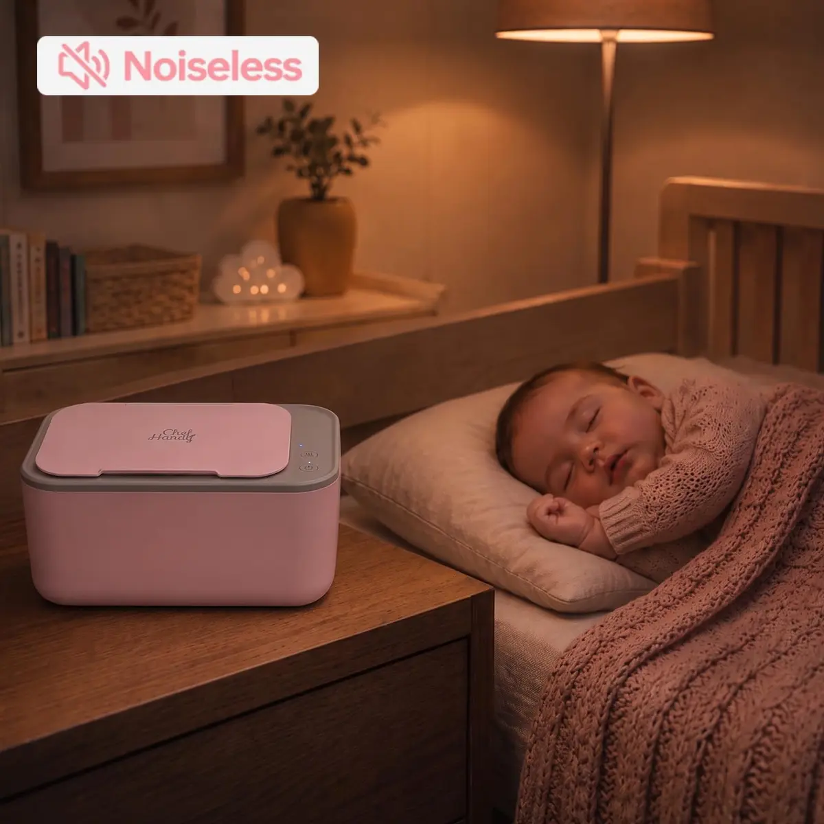 Chefhandy Pink Baby Wipe Warmer with 3 Temperature Settings, Large Capacity | Surround Heating for Even Warmth - view 9