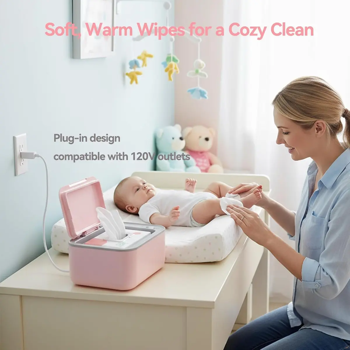 Chefhandy Pink Baby Wipe Warmer with 3 Temperature Settings, Large Capacity | Surround Heating for Even Warmth - view 2