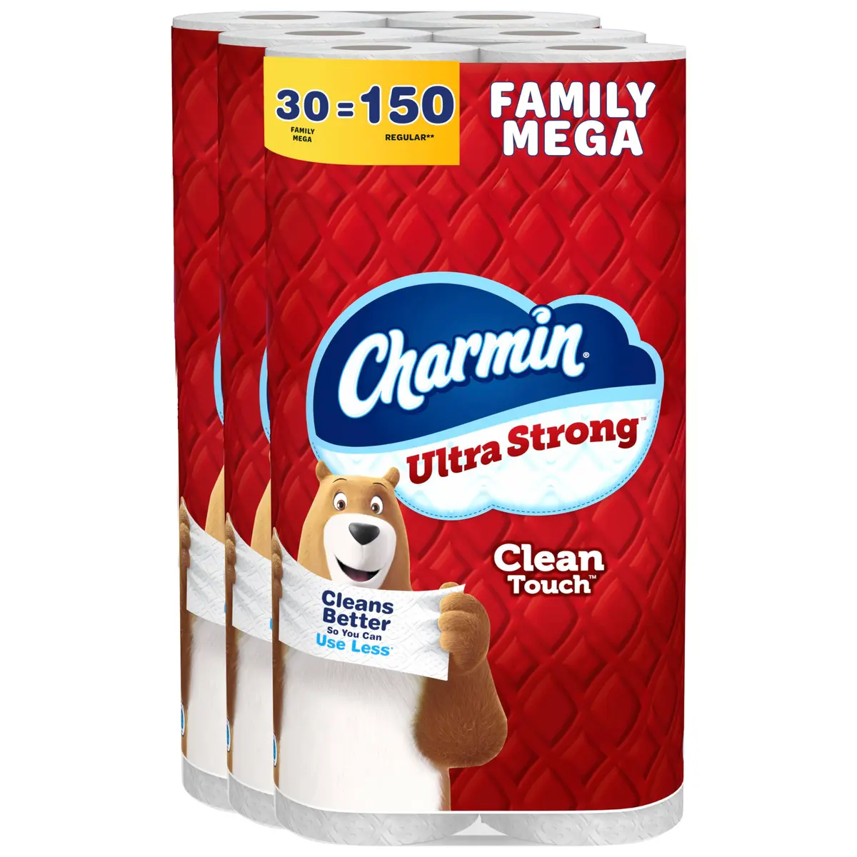 Charmin Ultra Strong Clean Touch Toilet Paper 30 Family Mega Rolls (8250 Sheets) | 4X Stronger When Wet - main product image