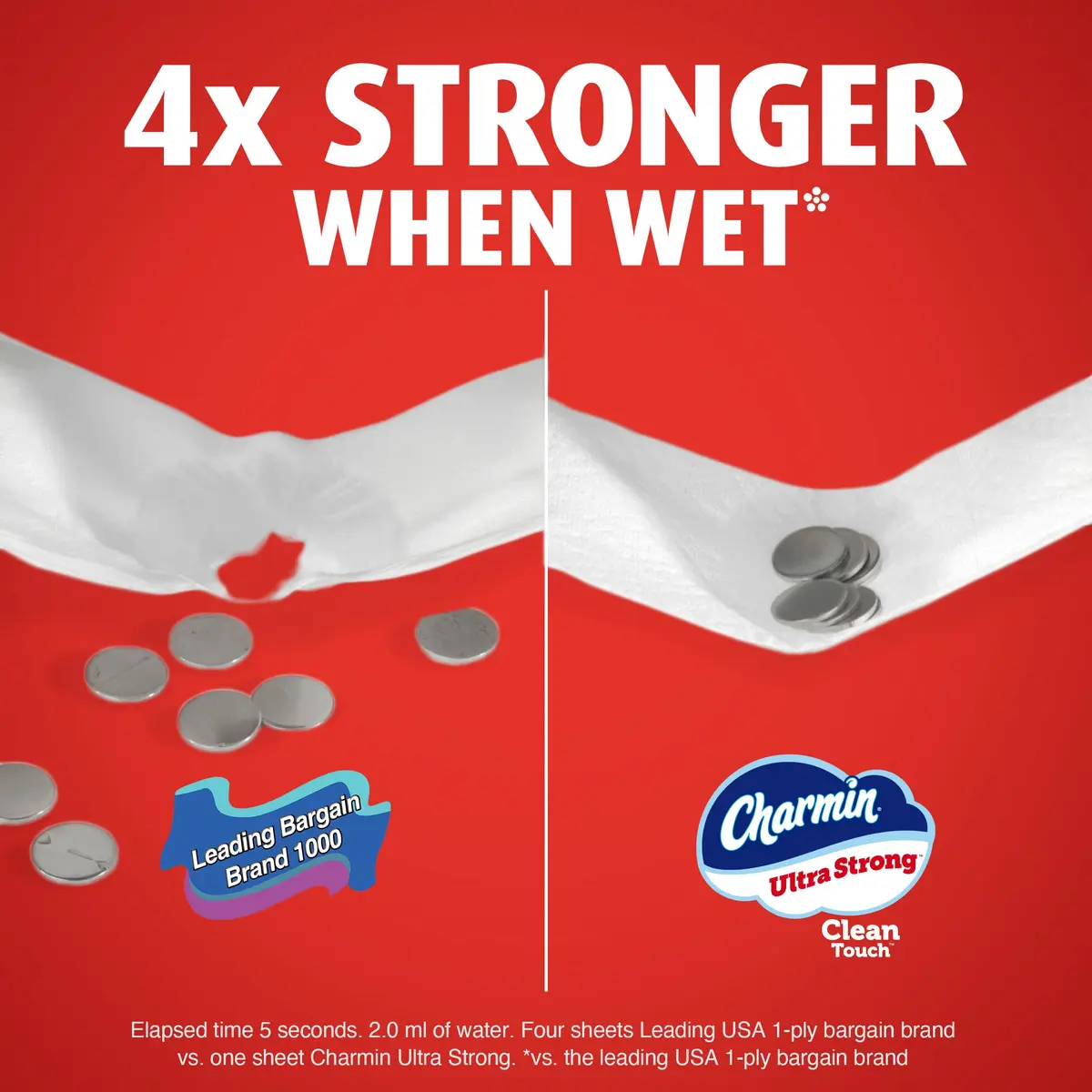 Charmin Ultra Strong Clean Touch Toilet Paper 30 Family Mega Rolls (8250 Sheets) | 4X Stronger When Wet - view 4