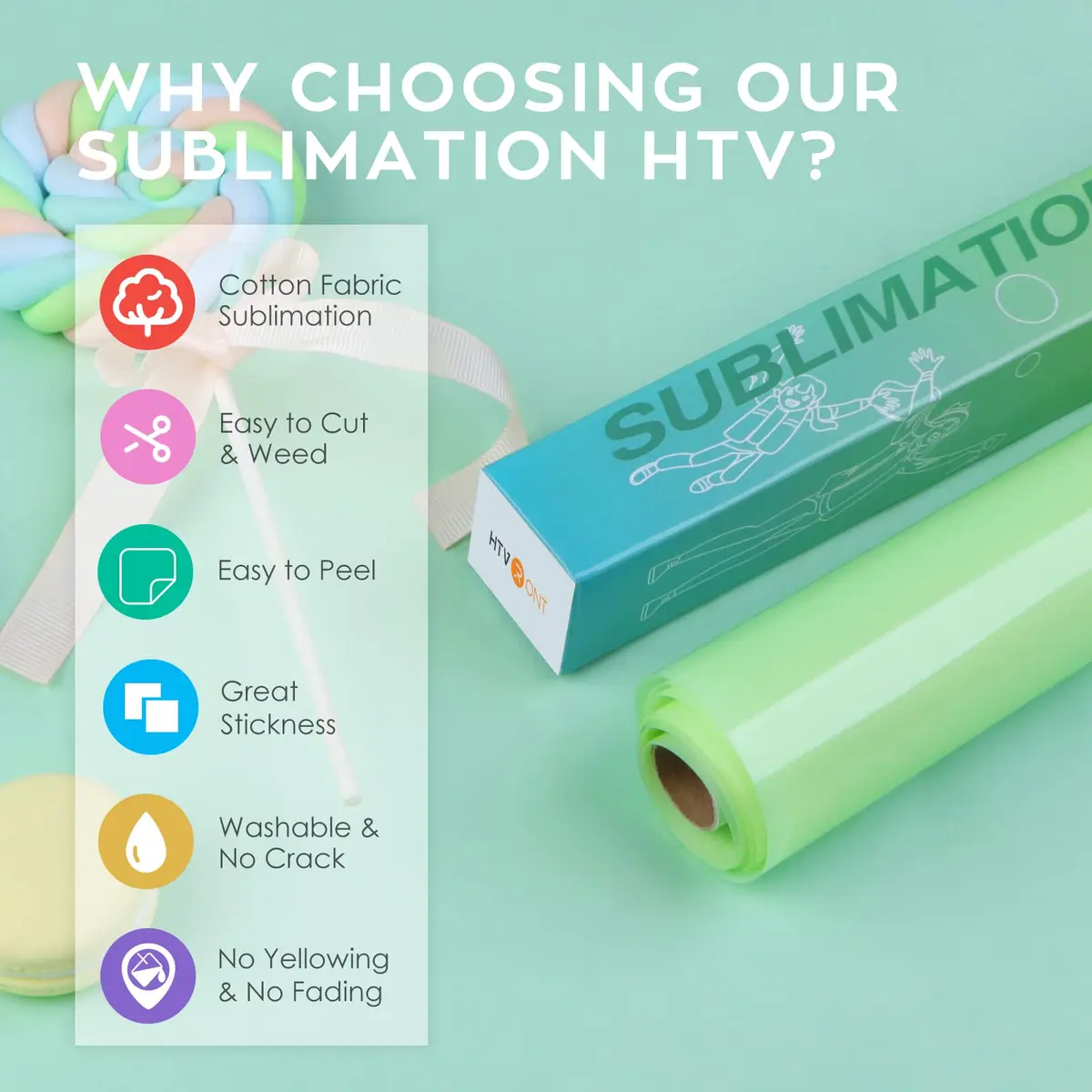 HTVRONT Clear Sublimation HTV Glossy - 12" x 5FT | Vivid Colors for Light Cotton - view 2