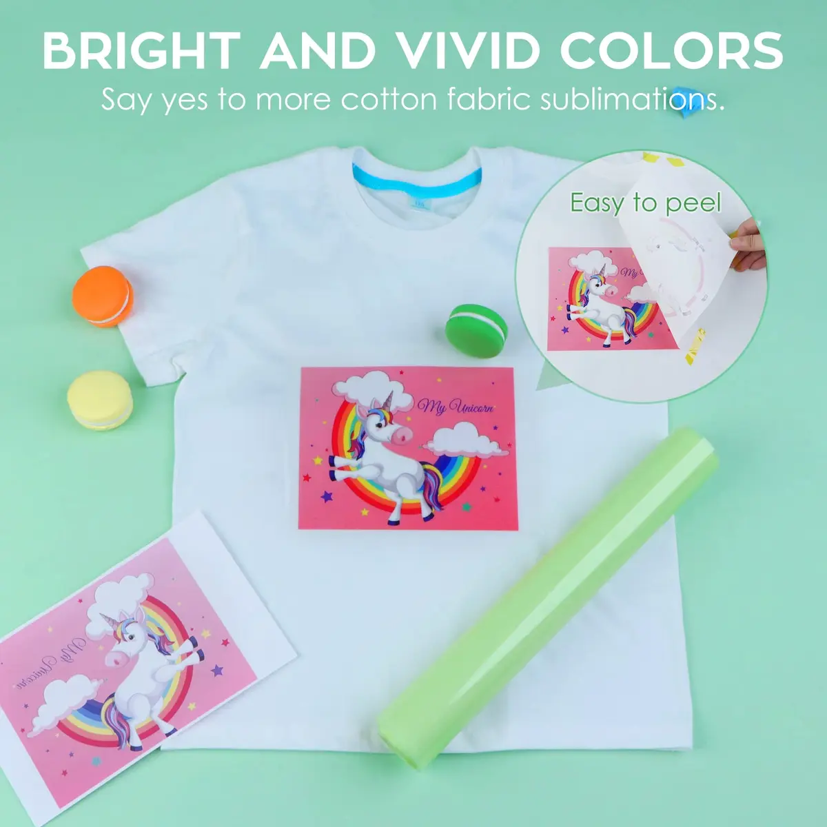 HTVRONT Clear Sublimation HTV Glossy - 12" x 5FT | Vivid Colors for Light Cotton - view 3